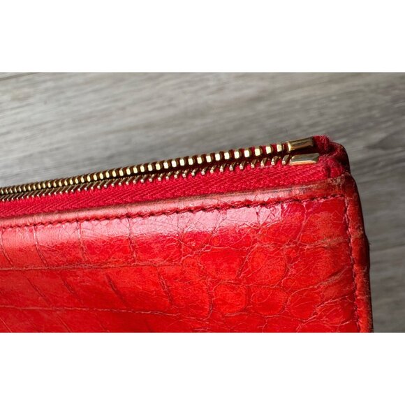 Miu Miu Red Croc Embossed Leather Zip Around Wallet with Original Box - Picture 12 of 16